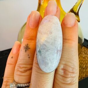 SOLD*** Moonstone Ring on Silver Band Stunning Size 5.5